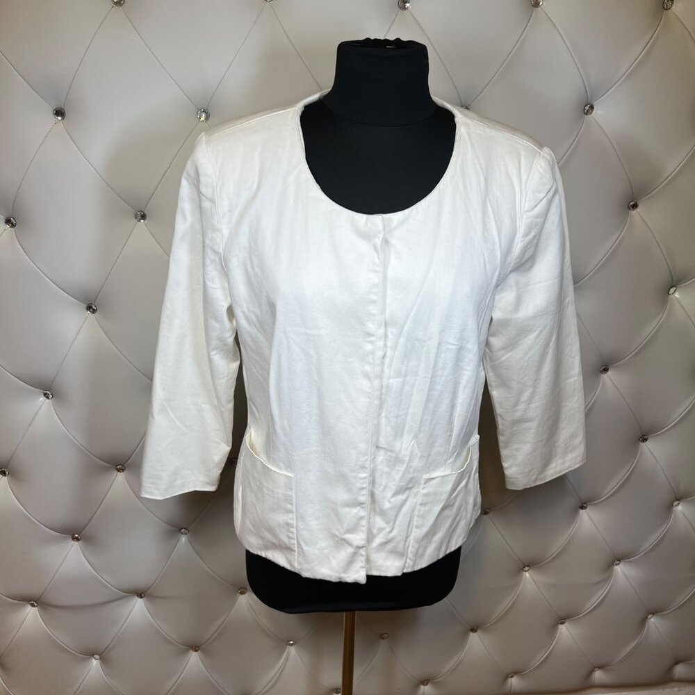 New York & Company White Cropped Jacket Size 8